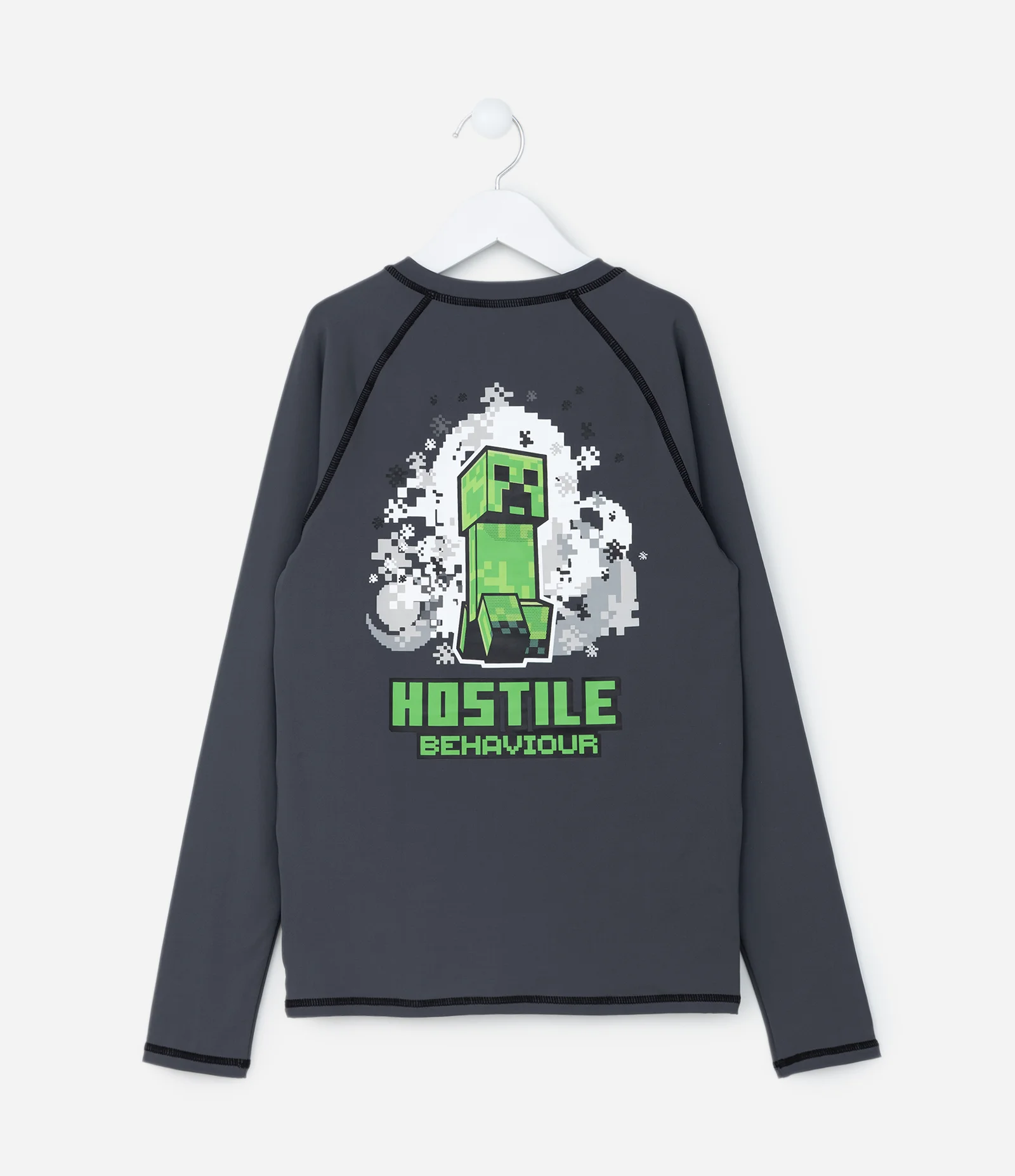 Camiseta Infantil com Proteção UV e Estampa Minecraft - Tam 5 a 14 Anos Cinza 2