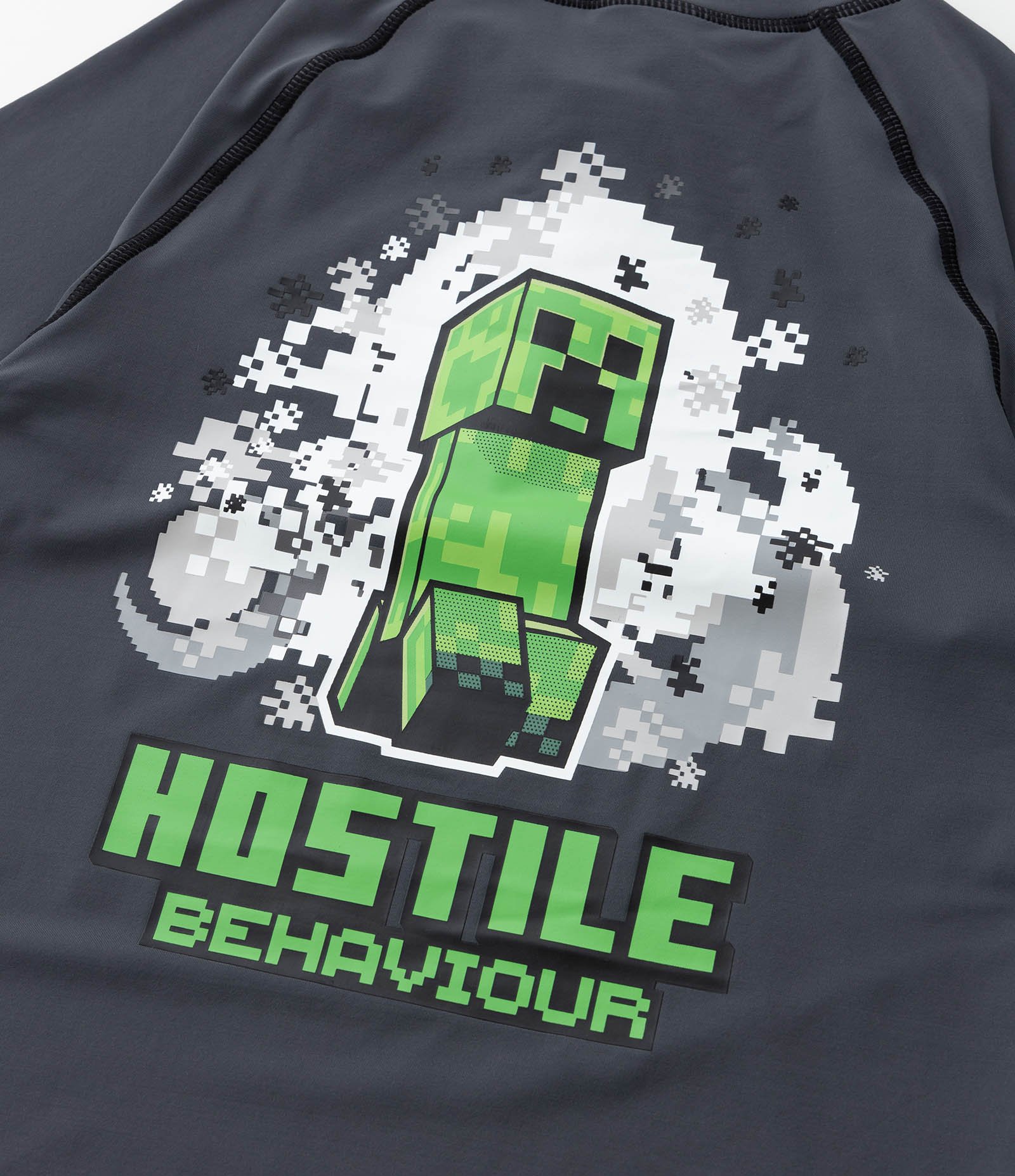 Camiseta Infantil com Proteção UV e Estampa Minecraft - Tam 5 a 14 Anos Cinza 7