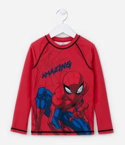 Camiseta Infantil com Proteção UV e Estampa Homem-Aranha - Tam 3 a 10 Anos