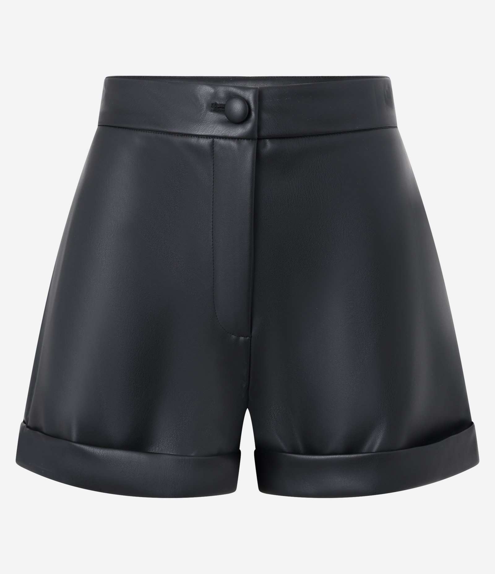 Short Curto em Material Sintético com Bainha Dobrada Preto 7
