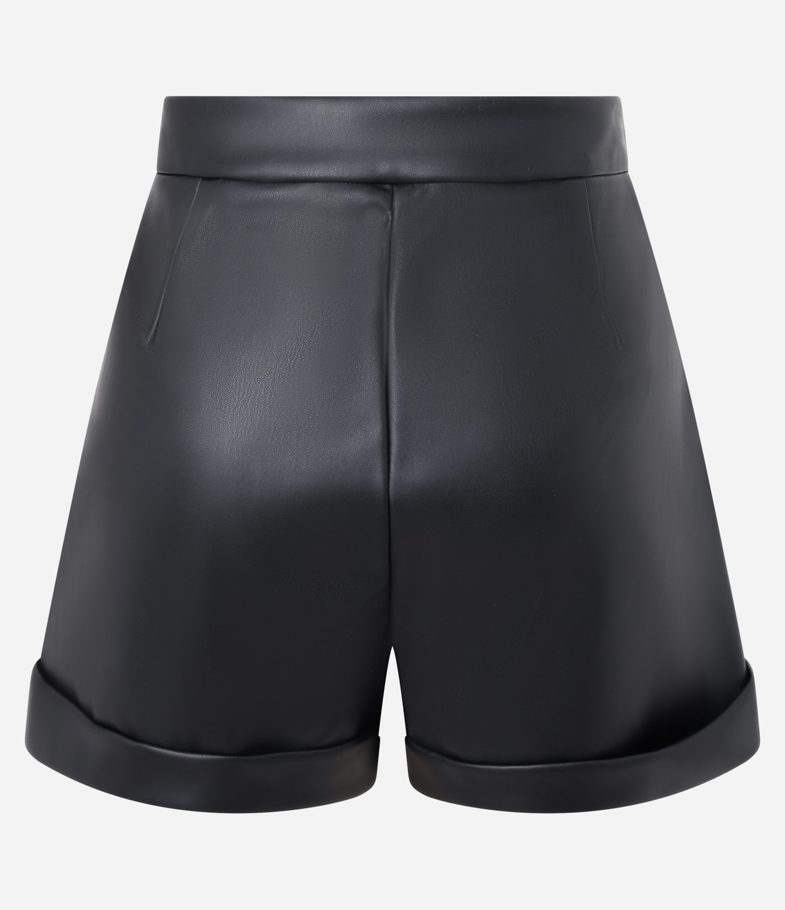 Short Curto em Material Sintético com Bainha Dobrada Preto 8