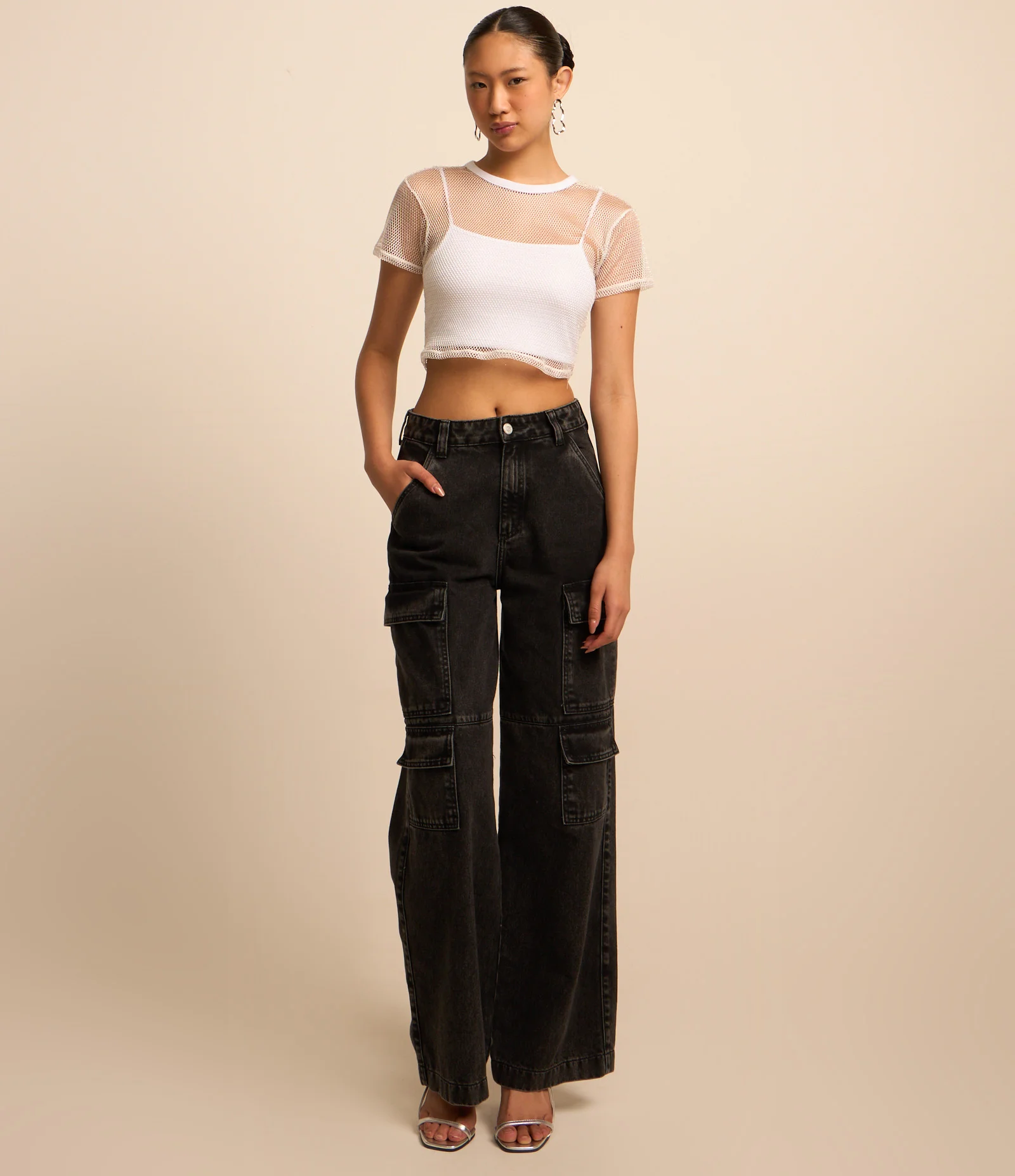 Blusa Cropped em Fio Metalizado com Top Interno Branco 2