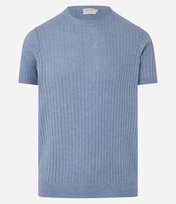 Camiseta Regular com Textura Horizontal