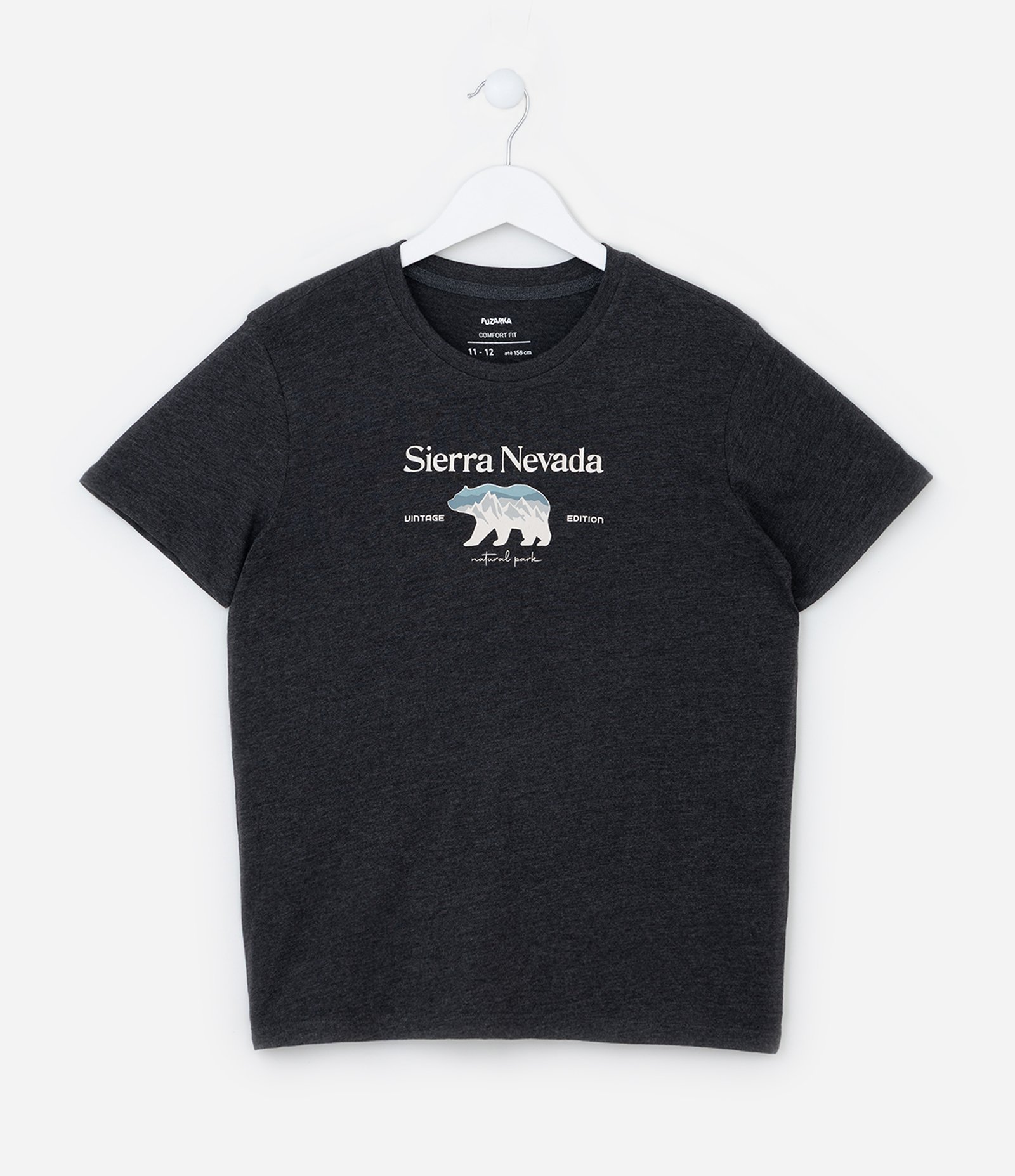 Camiseta Infantil com Lettering e Estampa Urso - Tam 5 a 14 Anos Preto 1