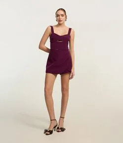 Short Saia Curto em Alfaiataria com Transpasse Arredondado