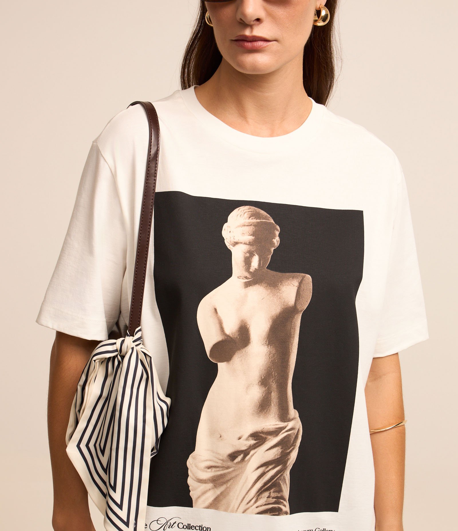 Blusa em Algodão com Estampa Photoprint Vênus de Milo Branco 1