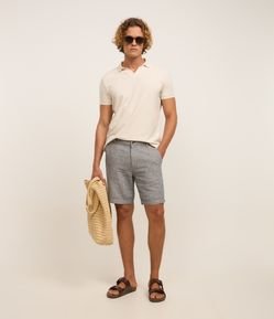 Bermuda Slim Texturizada em Linho com Algodão