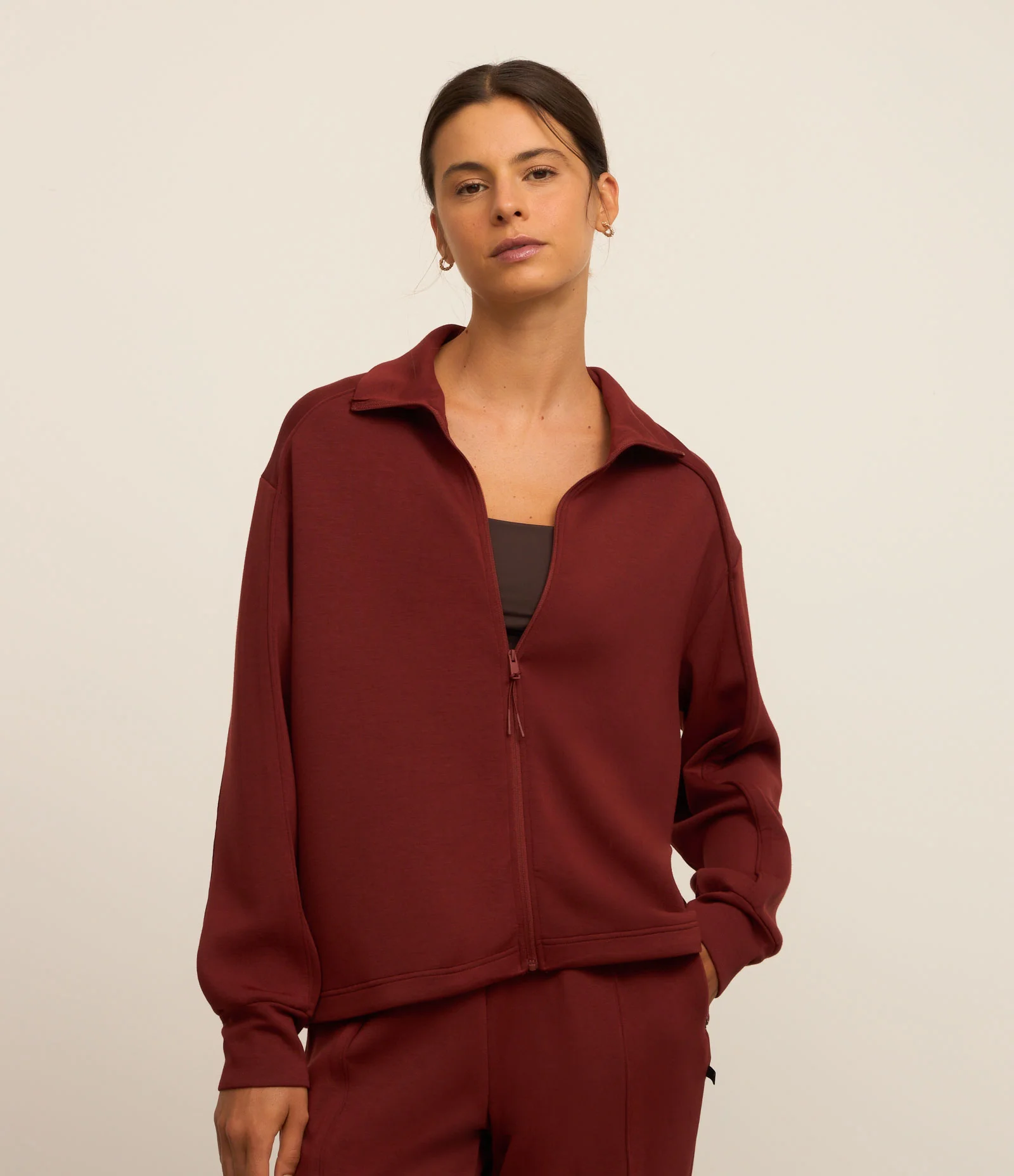 Jaqueta Esportiva em Microfibra Pesada com Golinha Marrom Avermelhado 2