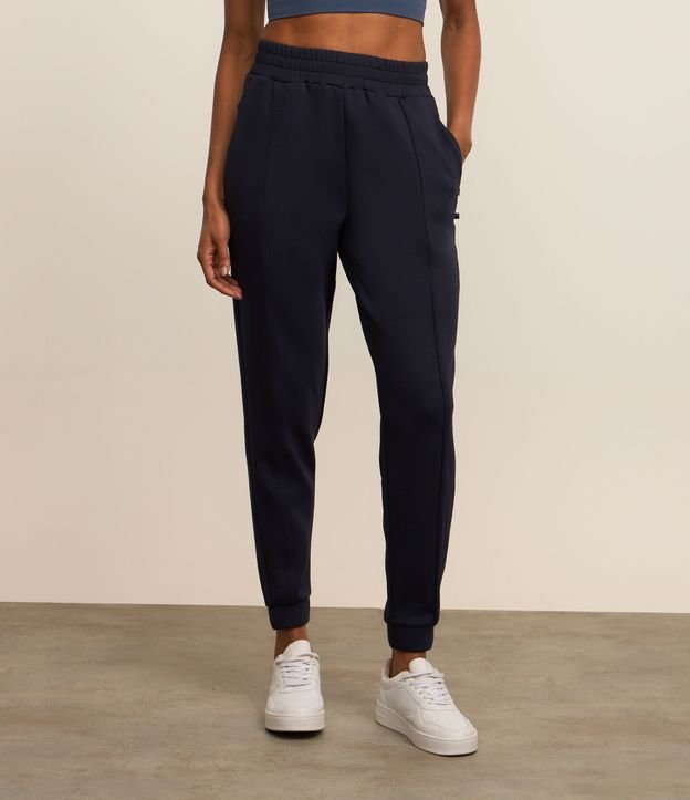 Calça Jogger em Microfibra Pesada com Frisos