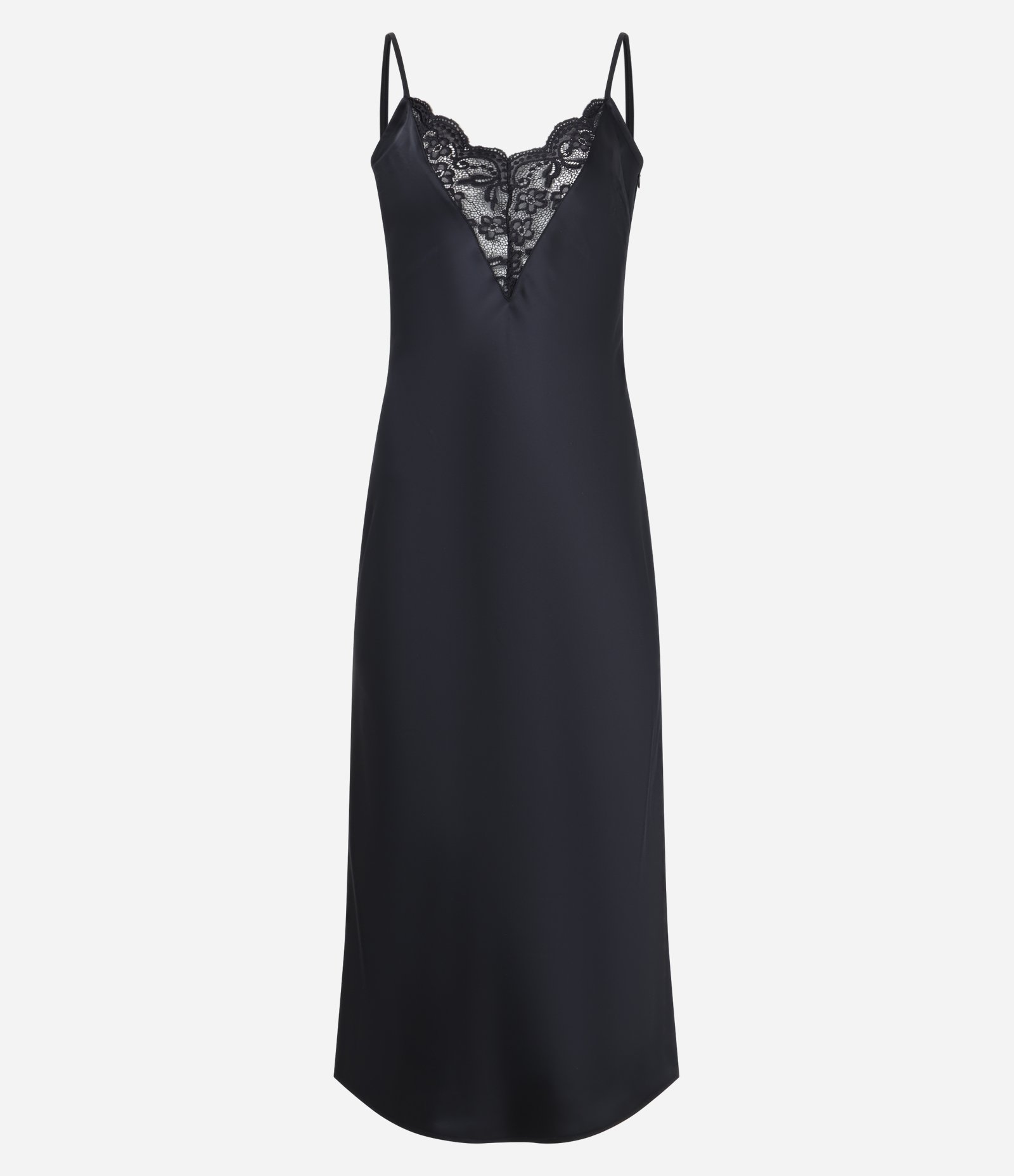 Vestido New Midi em Cetim com Detalhe em Renda no Busto Preto 6