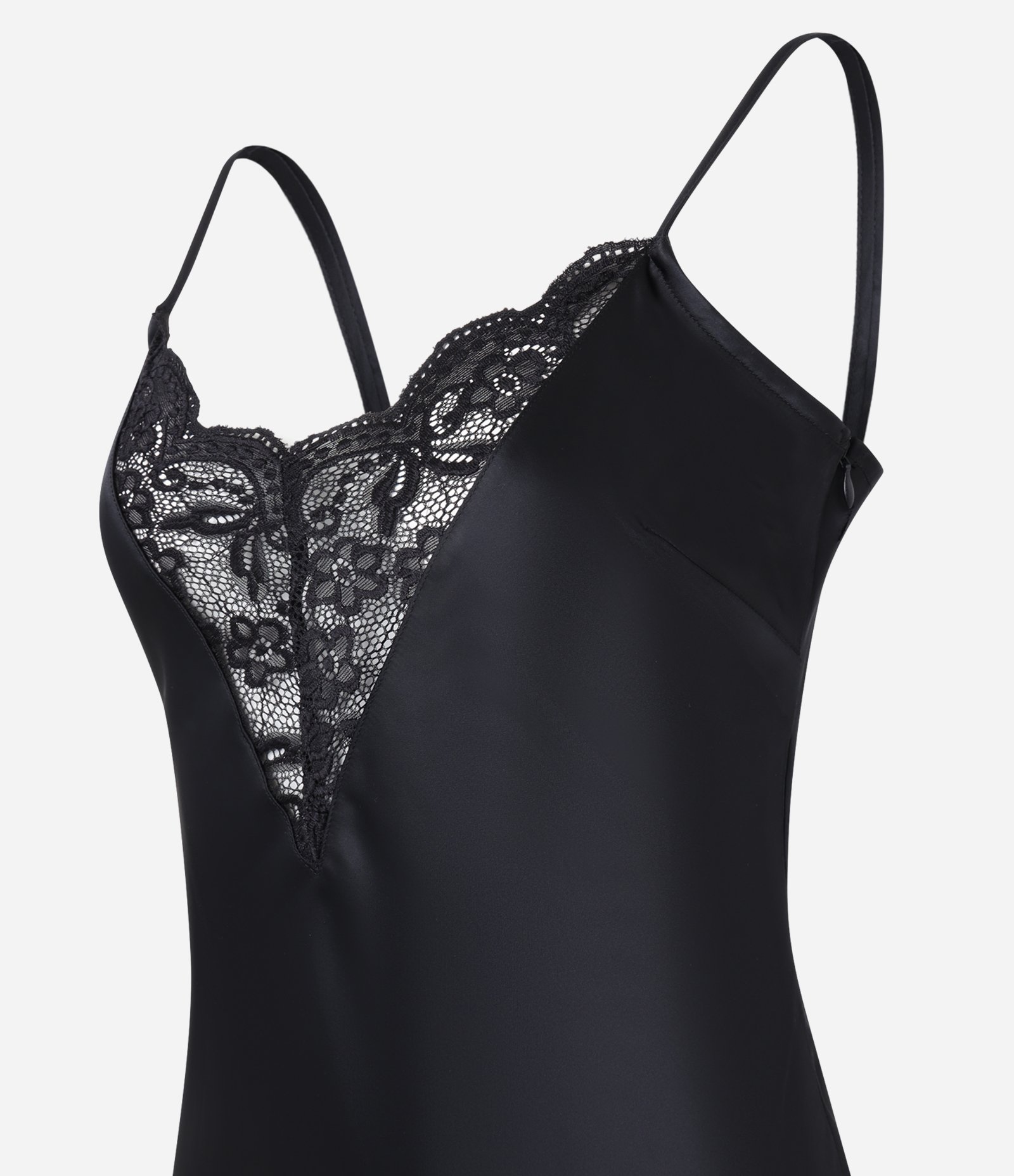 Vestido New Midi em Cetim com Detalhe em Renda no Busto Preto 7