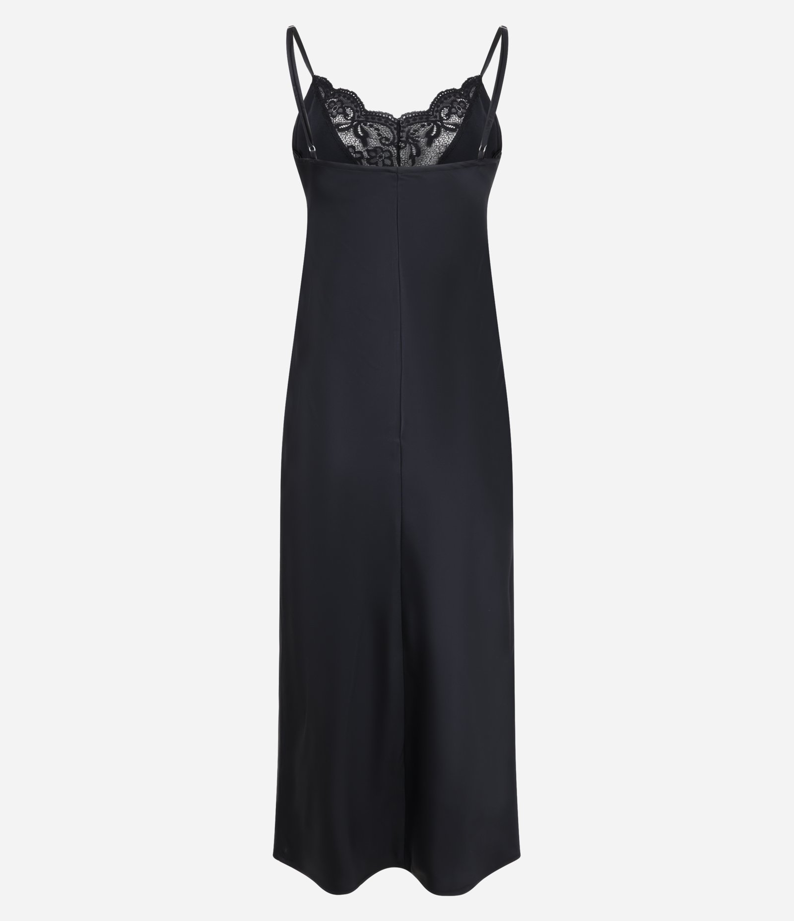Vestido New Midi em Cetim com Detalhe em Renda no Busto Preto 8