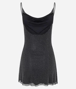 Vestido Evasê em Tule com Decote Degagê