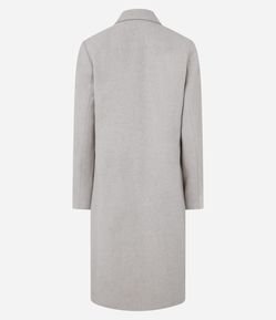 Casaco Longo em Polivelour com Botões e Bolsos Frontais