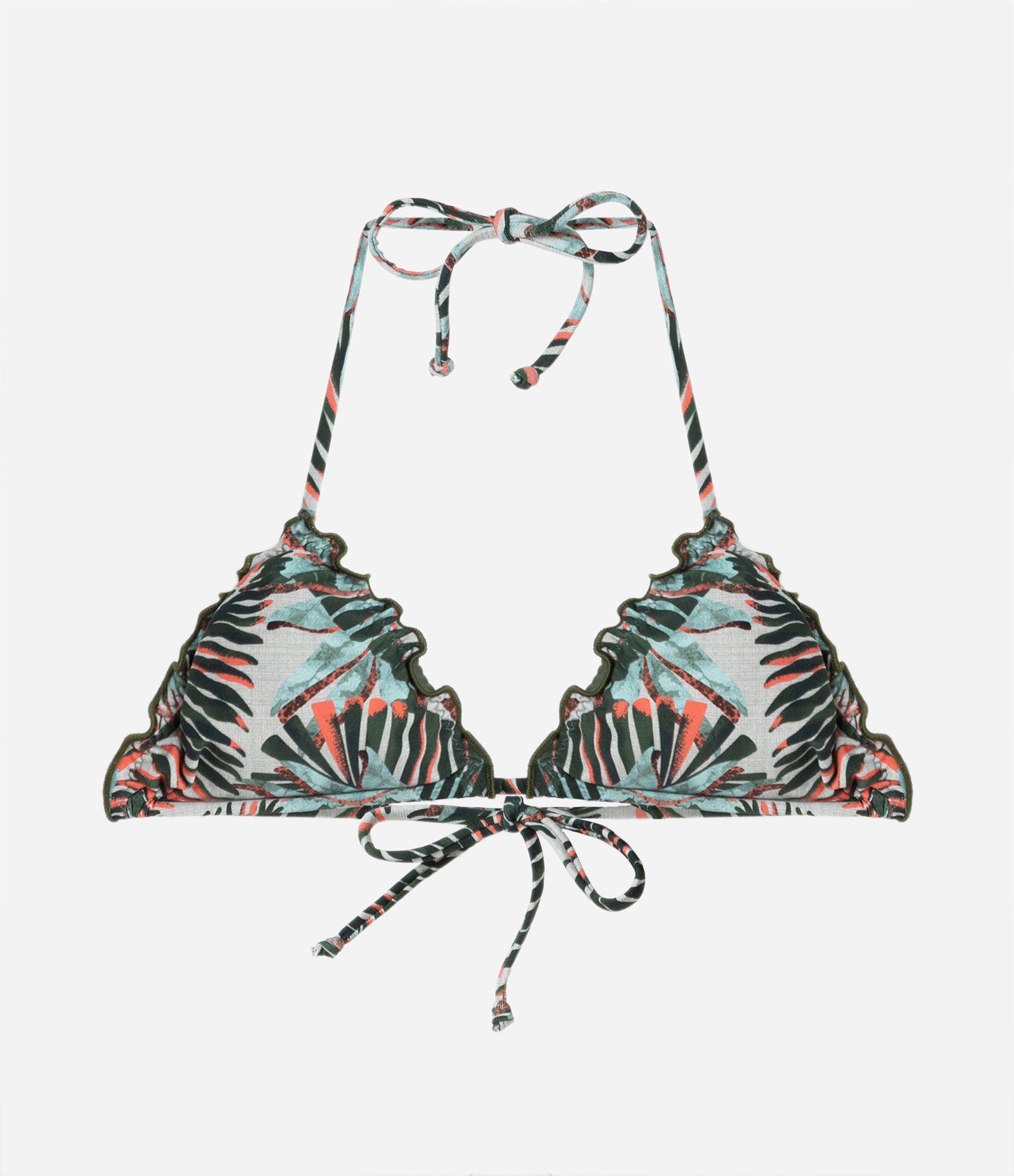 Biquíni Top Cortininha Ponto Luva com Folhagens Estampadas Verde 5