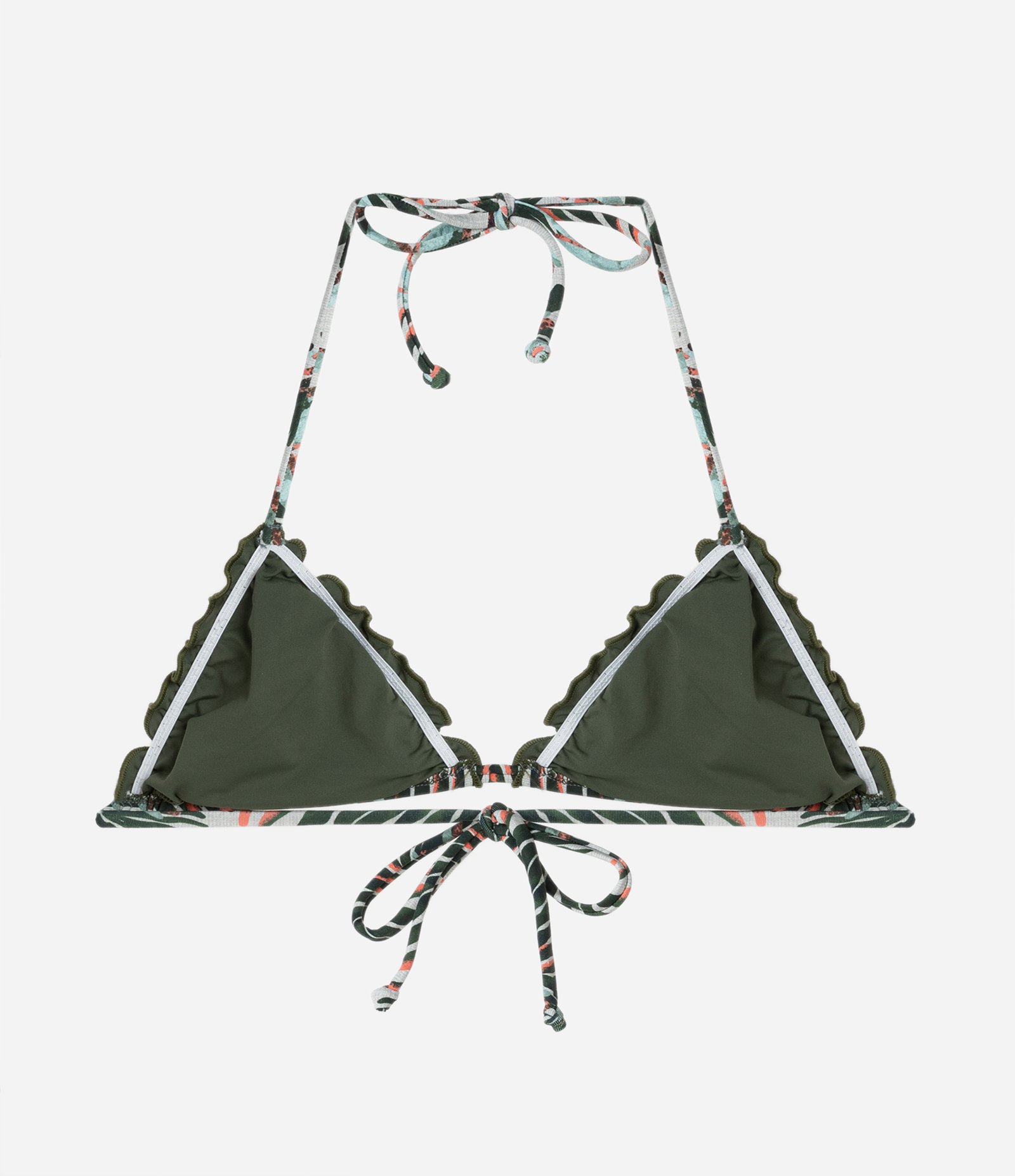 Biquíni Top Cortininha Ponto Luva com Folhagens Estampadas Verde 6