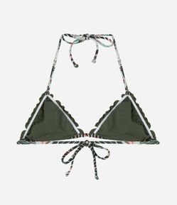 Biquíni Top Cortininha Ponto Luva com Folhagens Estampadas