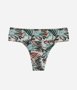 Biquíni Calcinha Pala Larga em Microfibra com Folhagens Estampadas