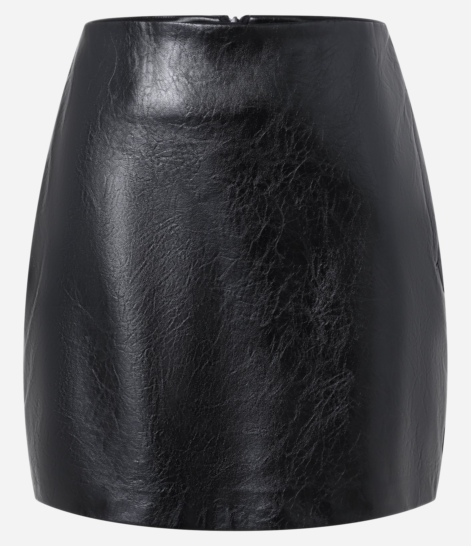 Saia Curta em PU com Textura e Zíper Preto 6