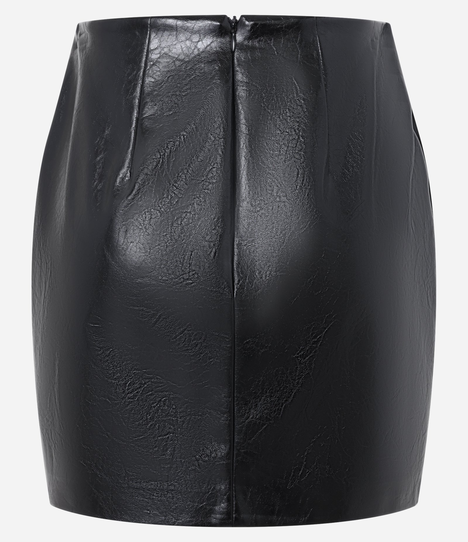 Saia Curta em PU com Textura e Zíper Preto 7