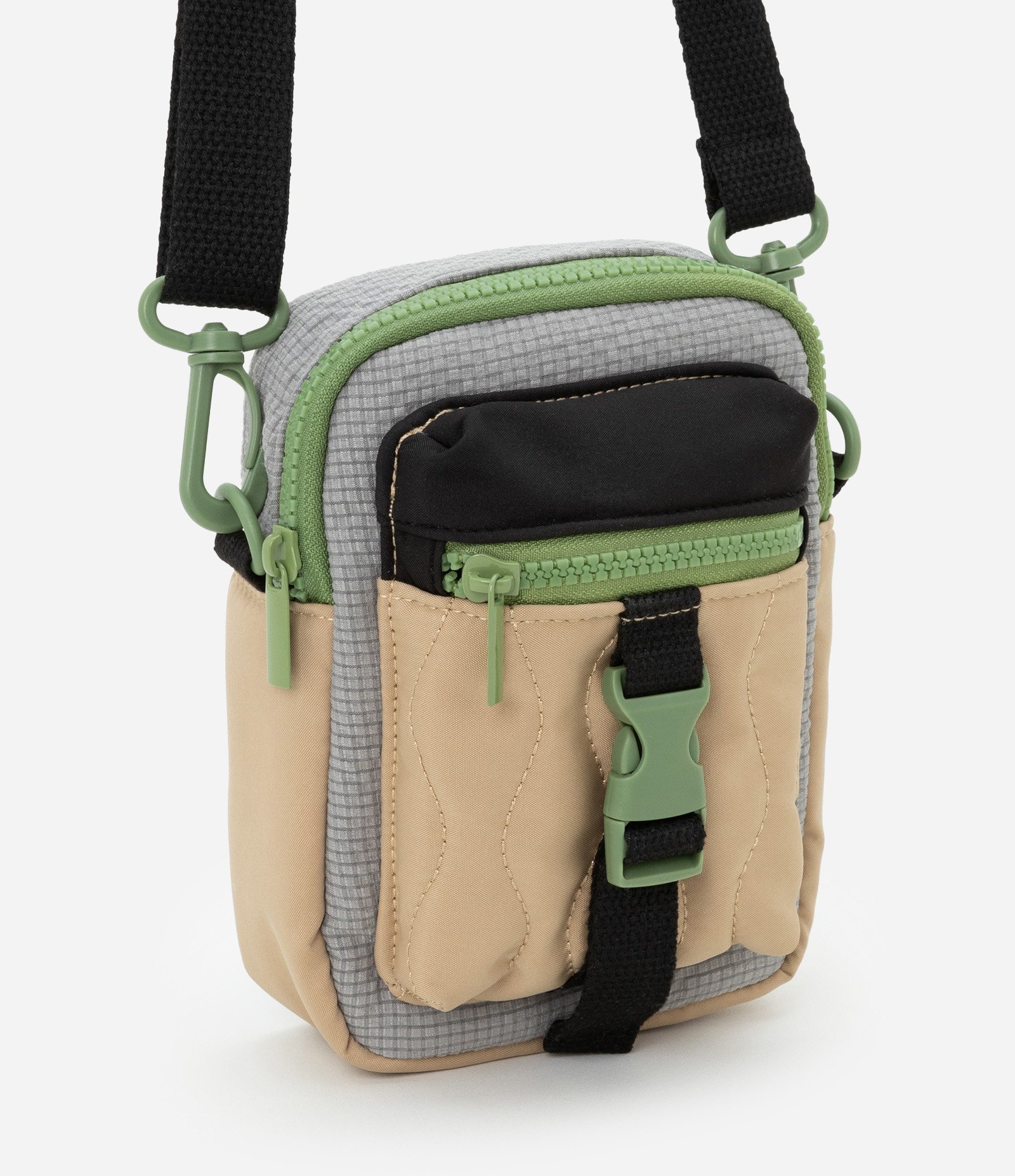 Bolsa Transversal Infantil com Bolsinhos - Tam Único Bege/Cinza 1