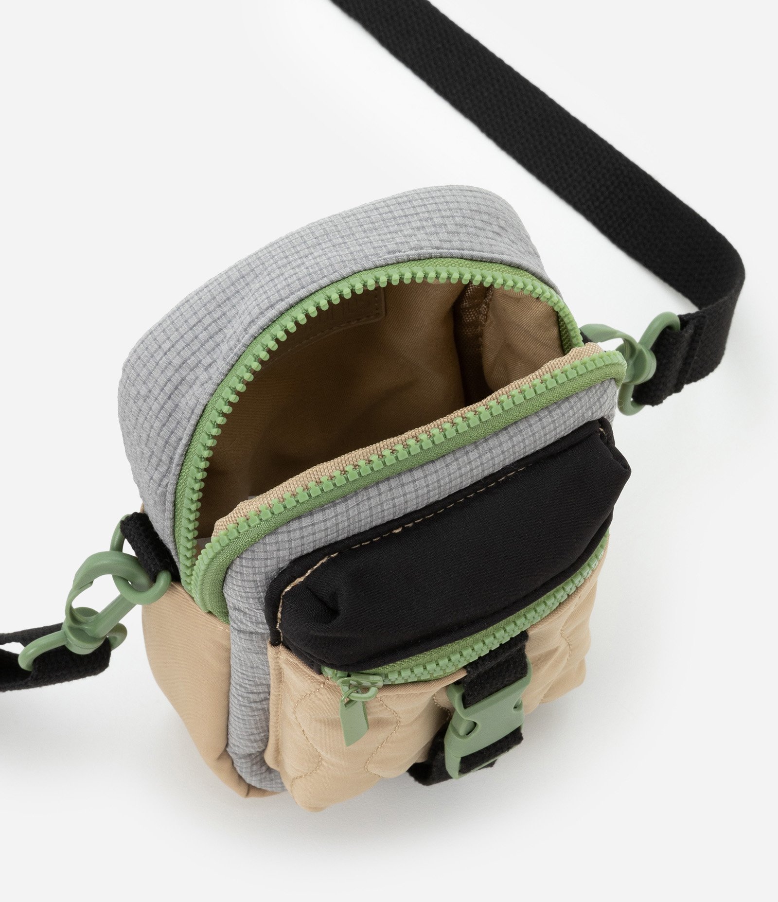 Bolsa Transversal Infantil com Bolsinhos - Tam Único Bege/Cinza 4