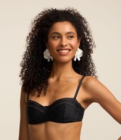 Biquíni Top Meia Taça em Microfibra com Detalhes em Costura