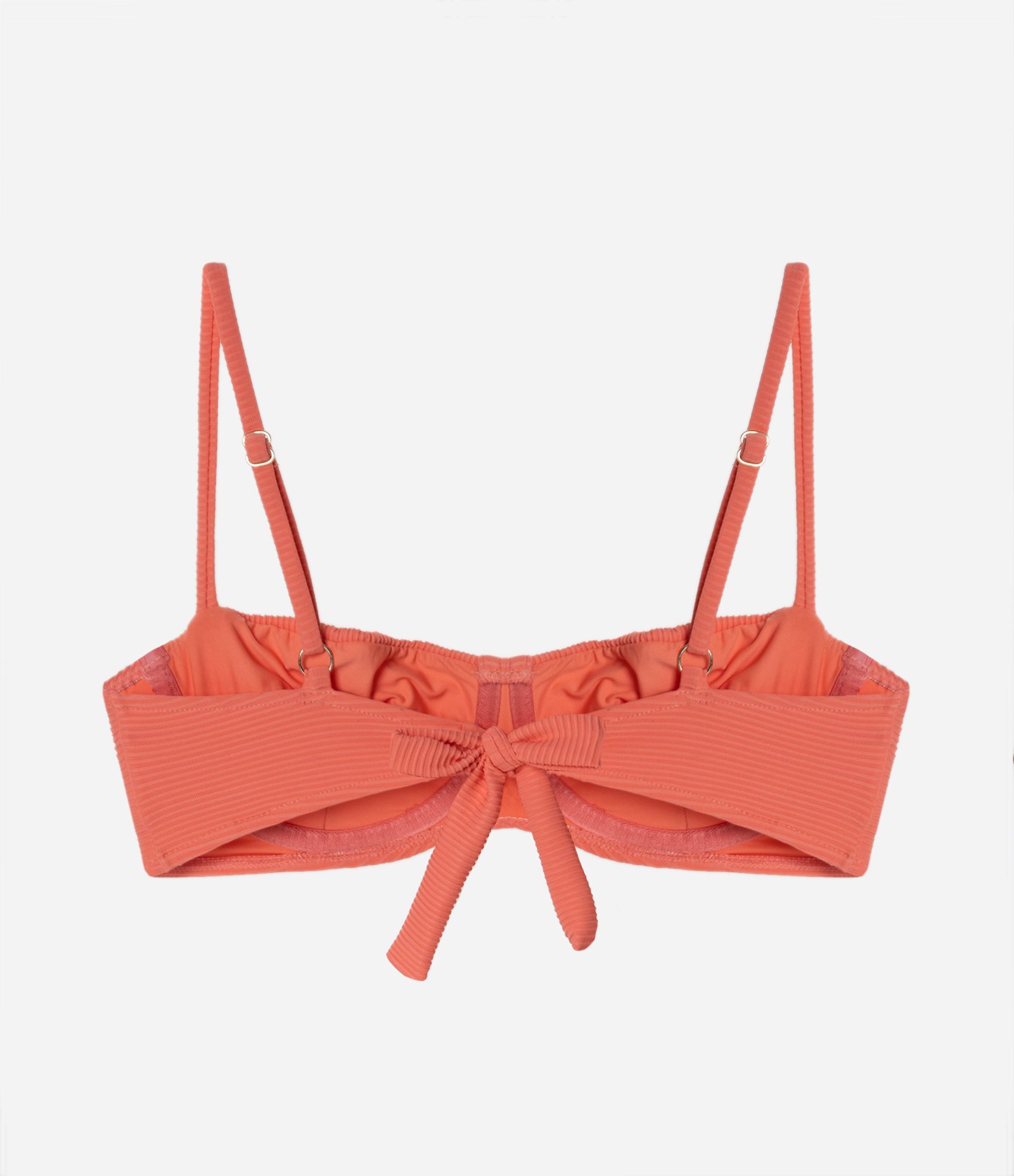 Biquíni Top Em Microfibra Meia Taça Canelada Laranja 6