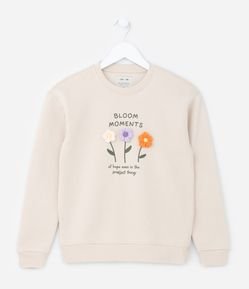 Casaco Infantil com Bordado Aplicado de Flor - Tam 5 a 14 Anos