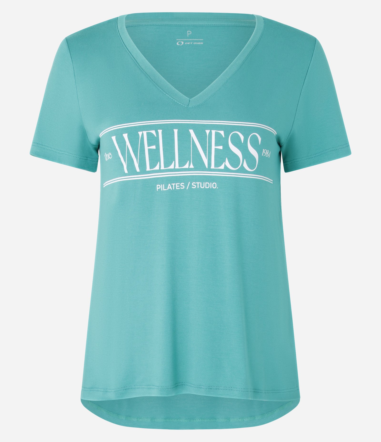 Camiseta Esportiva Em Microfibra Com Estampa Wellness E Decote V Verde 5