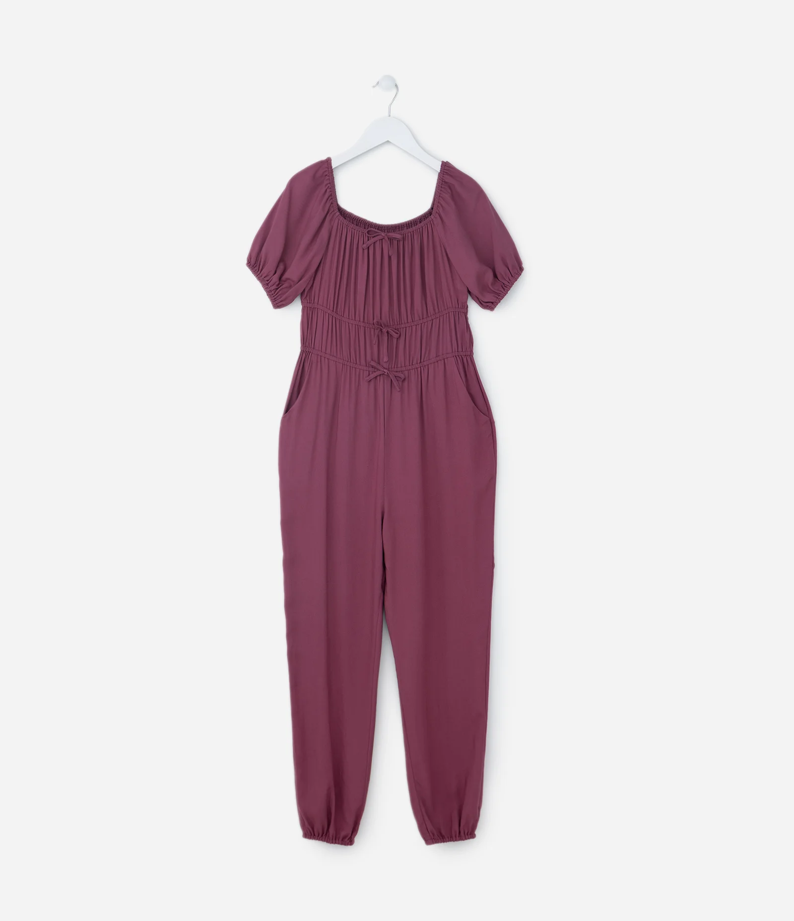 Macacão Infantil em Viscose Twill com Amarração - Tam 5 a 14 Anos Roxo 1