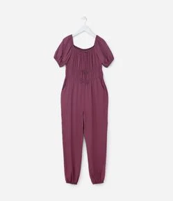 Macacão Infantil em Viscose Twill com Amarração - Tam 5 a 14 Anos