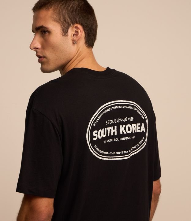 Camiseta Relaxed em Algodão com Estampa South Korea