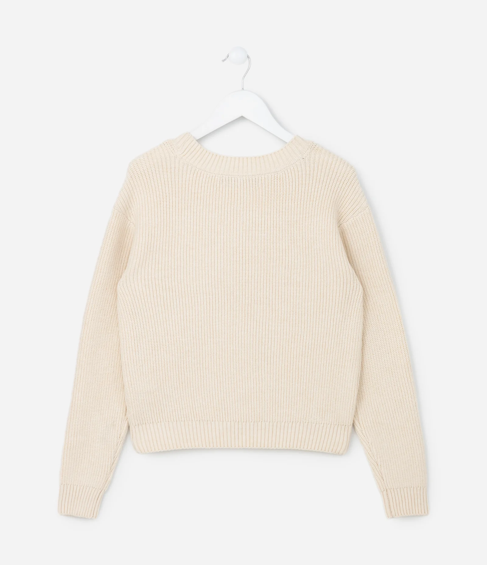 Suéter Infantil em Tricô com Bordado de Corações - Tam 5 a 14  Anos Bege 2