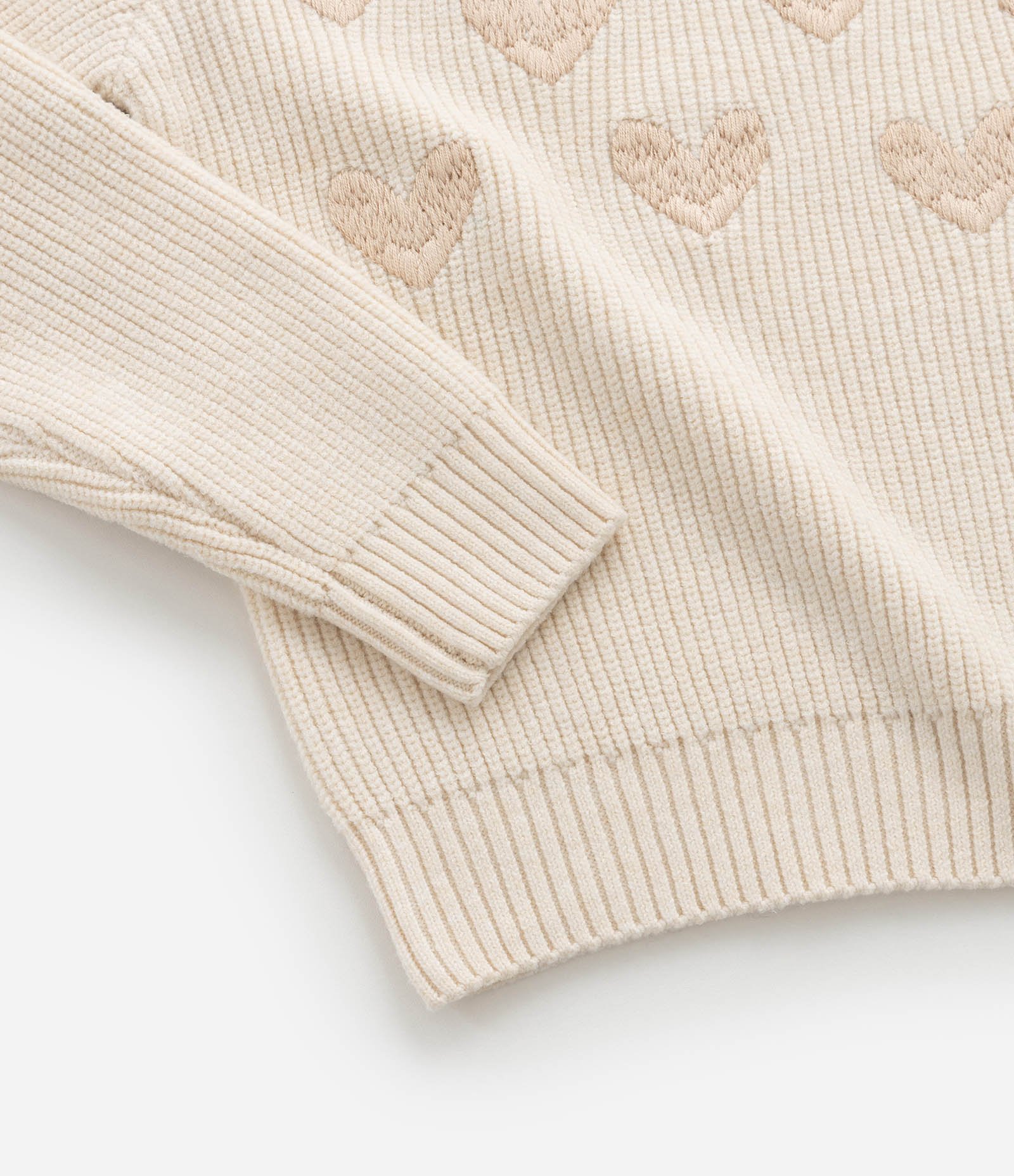 Suéter Infantil em Tricô com Bordado de Corações - Tam 5 a 14  Anos Bege 5