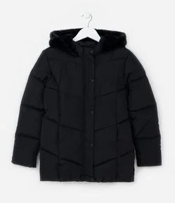 Jaqueta Infantil Pesada com Gomos e Capuz de Pelinhos - Tam 5 a 14 anos