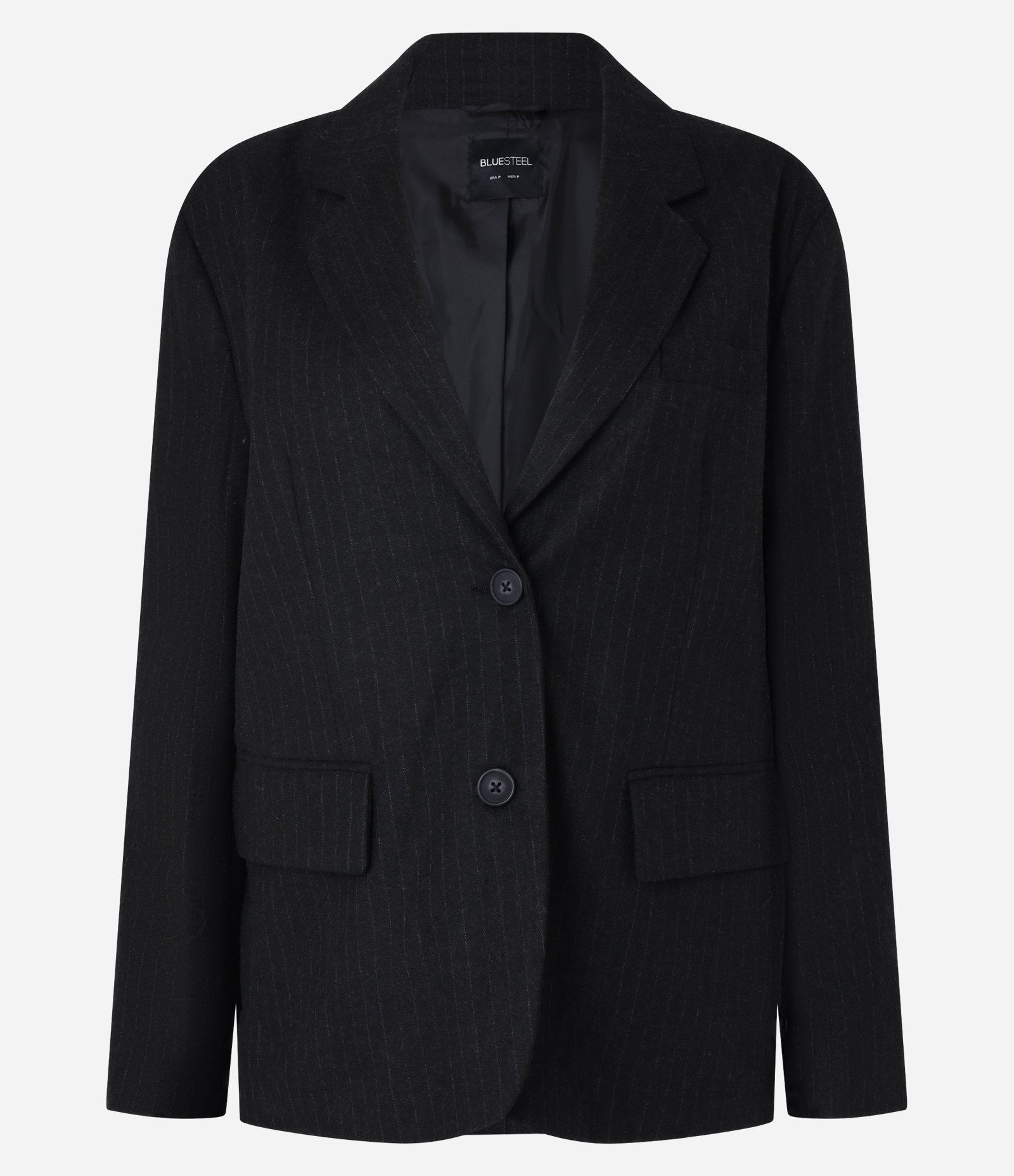 Blazer Oversized Alfaiatado com Estampa Risca de Giz Preto 5