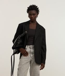 Blazer Oversized Alfaiatado com Estampa Risca de Giz