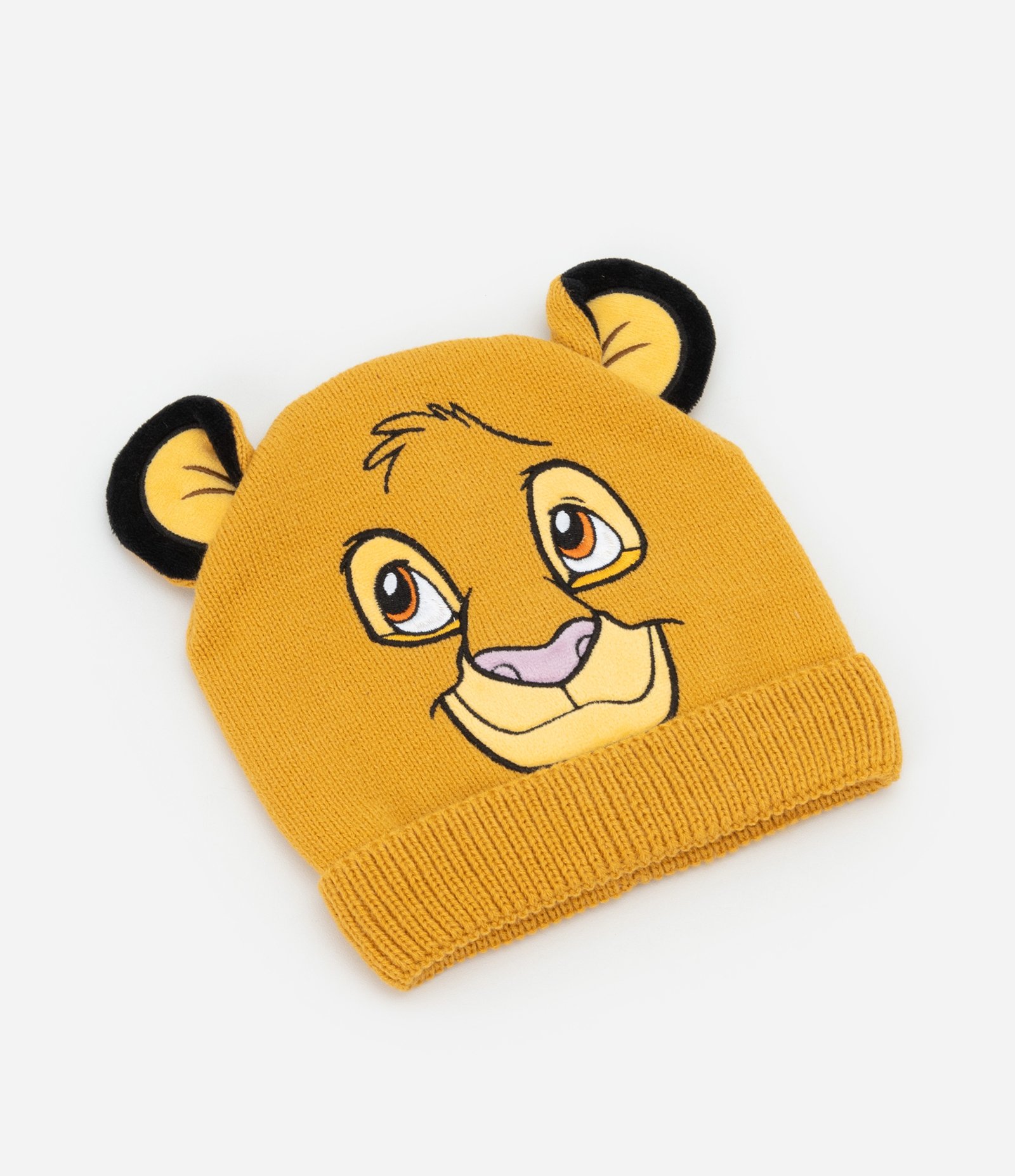Touca Infantil em Tricô com Bordado Simba - Tam Único Amarelo 1