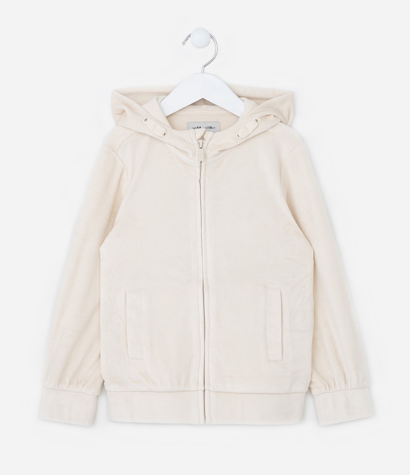 Jaqueta Infantil em Plush com Capuz e Bolso - Tam 5 a 14 anos Off White 1