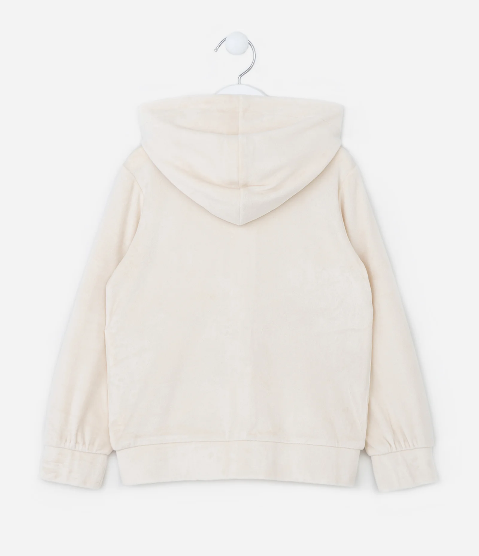 Jaqueta Infantil em Plush com Capuz e Bolso - Tam 5 a 14 anos Off White 2