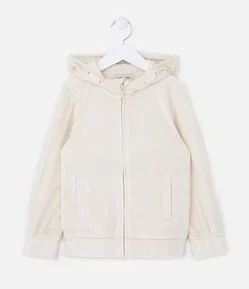 Jaqueta Infantil em Plush com Capuz e Bolso - Tam 5 a 14 anos