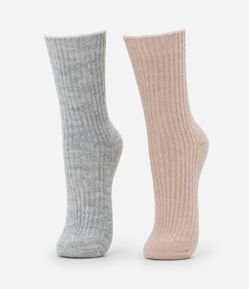 Kit 02 Meia Cano Alto em Acrílico com Mini Paetês