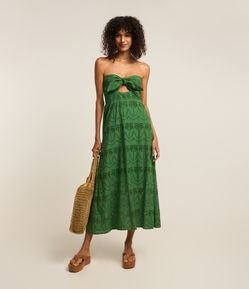 Vestido New midi em Laise com Bordado e Nózinho no Busto