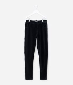 Calça Legging Infantil em Veludo com Bolsos Fake - Tam 5 a 14  Anos