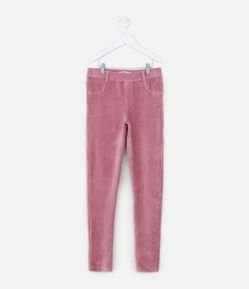 Calça Legging Infantil em Veludo com Bolsos Fake - Tam 5 a 14  Anos