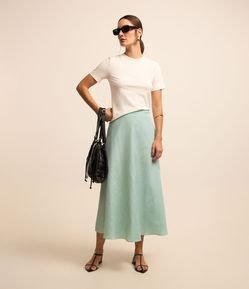 Saia Longa em Tricoline com Listras Verticais