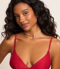 Biquíni Top Triângulo Canelado com Amarração nas Costas