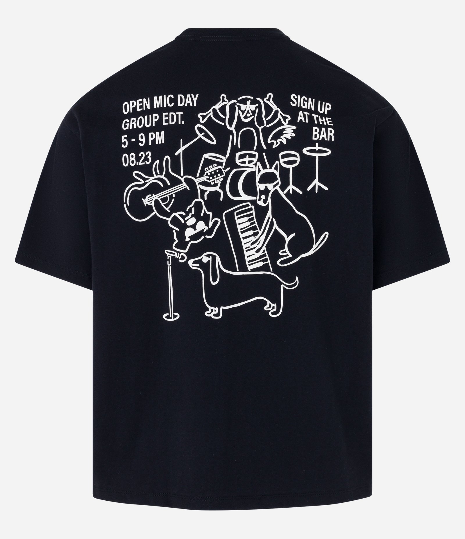 Camiseta Boxy em Algodão com Estampa Banda de Cachorros Preto 6