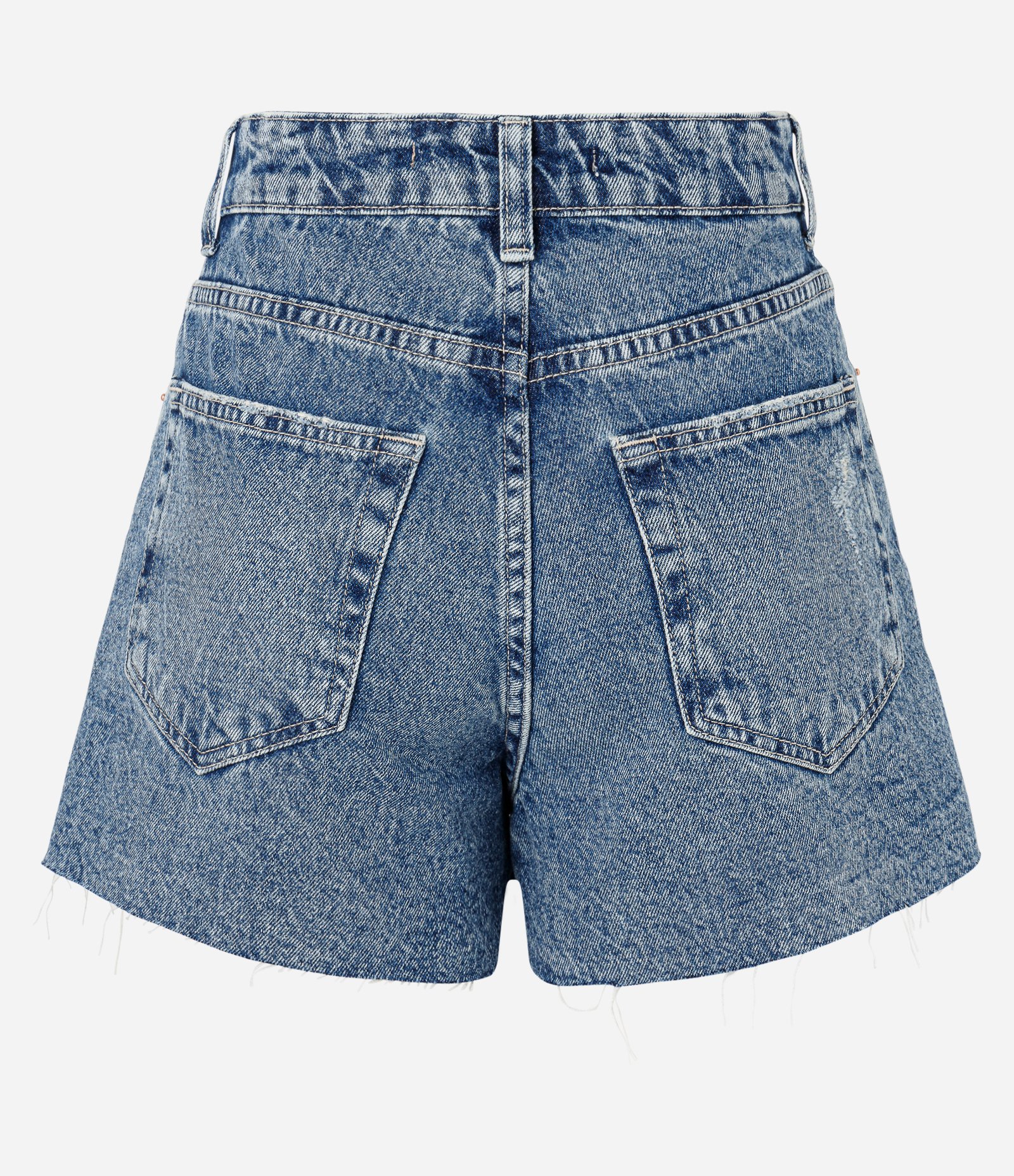 Short Slim em Jeans Dirty com Puídos e Barra Desfiada Azul 5